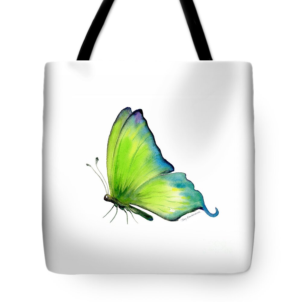 Skip Tote Bag featuring the painting 4 Skip Green Butterfly by Amy Kirkpatrick