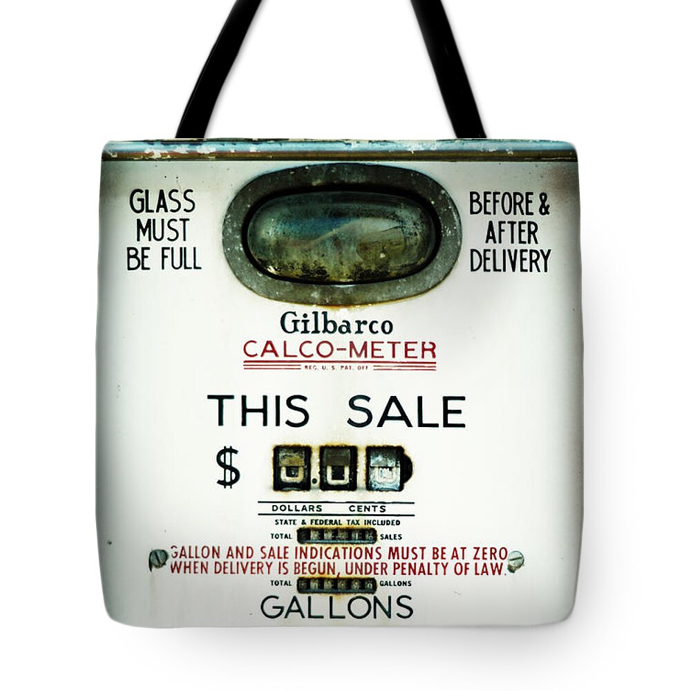Gas Pump Tote Bag featuring the photograph 45 Cents per Gallon by Rebecca Sherman