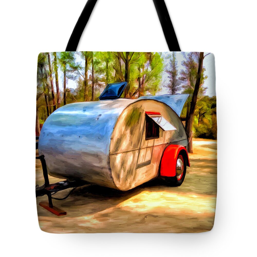Vintage Travel Trailer Tote Bag featuring the painting 47 Teardrop by Michael Pickett