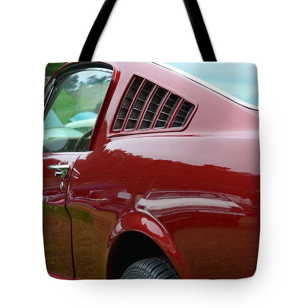 Red Tote Bag featuring the photograph Classic Mustang by Dean Ferreira