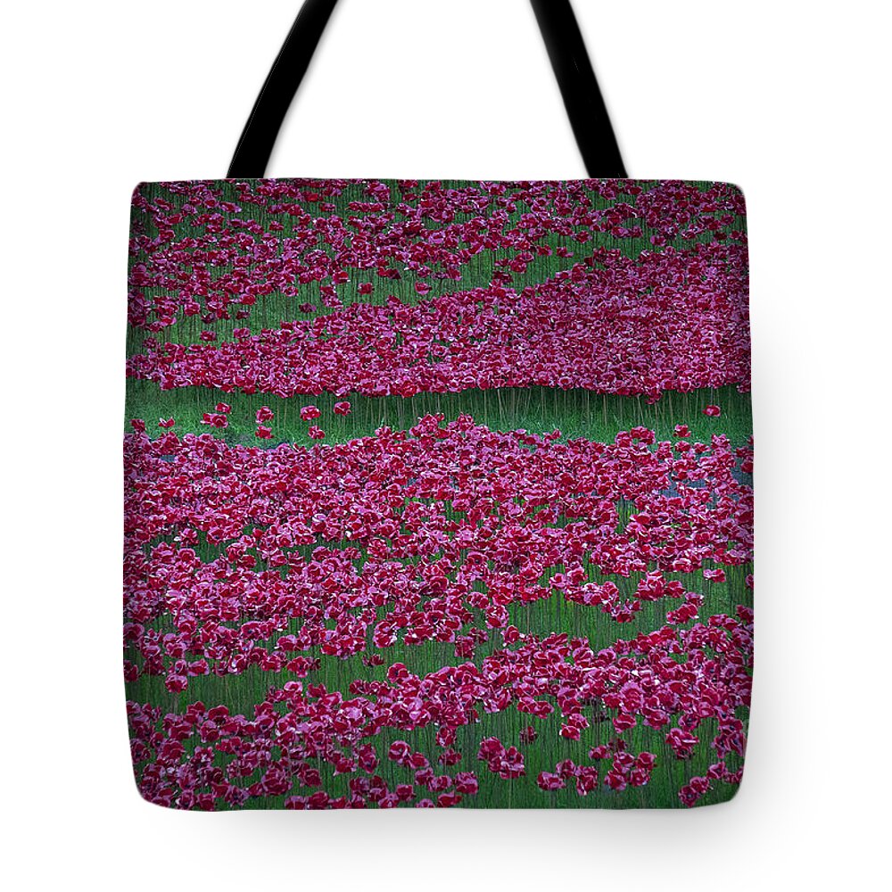 England Tote Bag featuring the photograph Blood Swept Lands and Seas of Red #5 by Milena Boeva