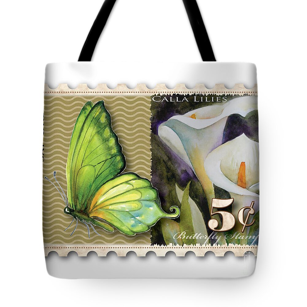 Sap Tote Bag featuring the painting 5 Cent Butterfly Stamp by Amy Kirkpatrick