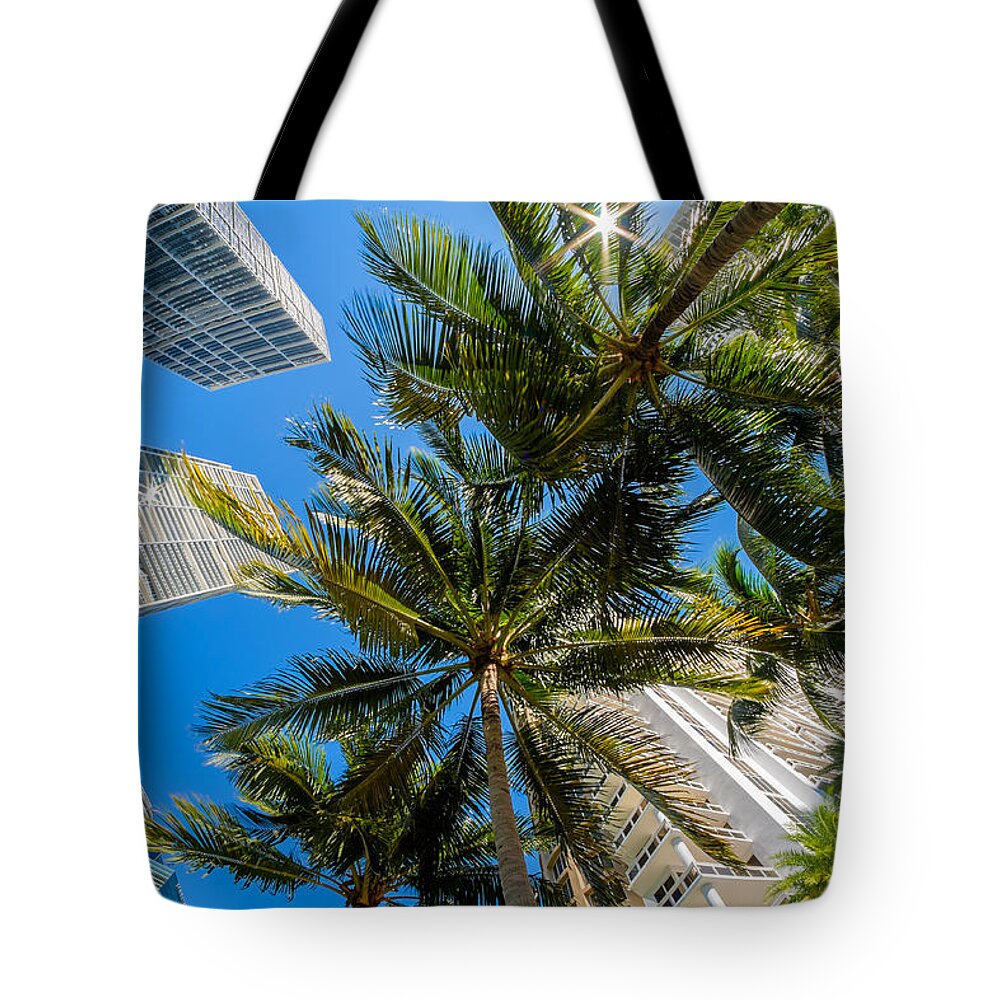 Architecture Tote Bag featuring the photograph Downtown Miami Brickell Fisheye by Raul Rodriguez