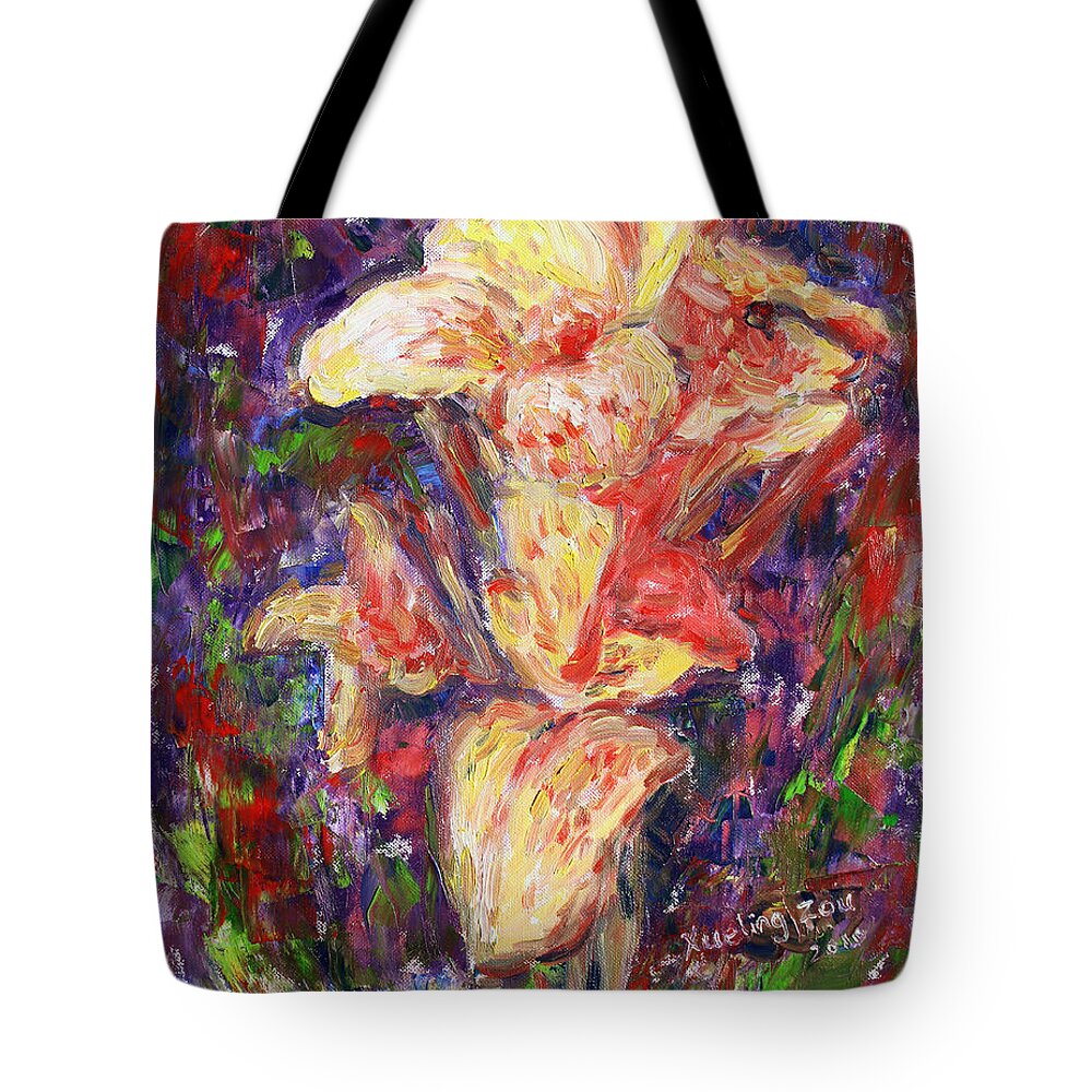 Trapicana Tote Bag featuring the painting First Lady by Xueling Zou
