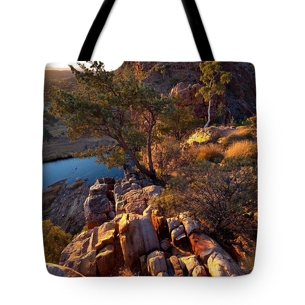 Glen Helen Gorge Outback Landscape Central Australia Water Hole Northern Territory Australian West Mcdonnell Ranges Tote Bag featuring the photograph Glen Helen Gorge #5 by Bill Robinson