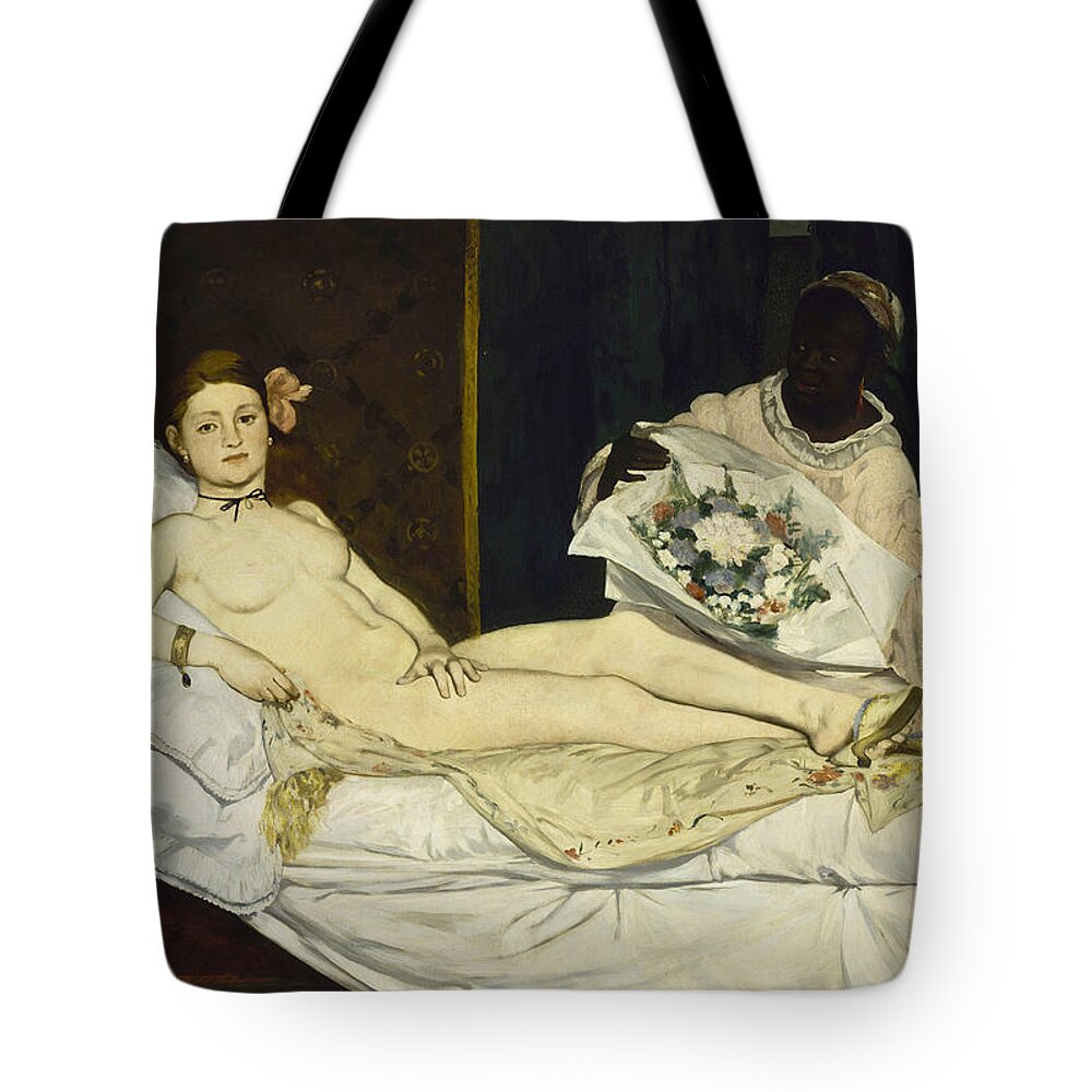 Edouard Manet Tote Bag featuring the painting Olympia #10 by Edouard Manet