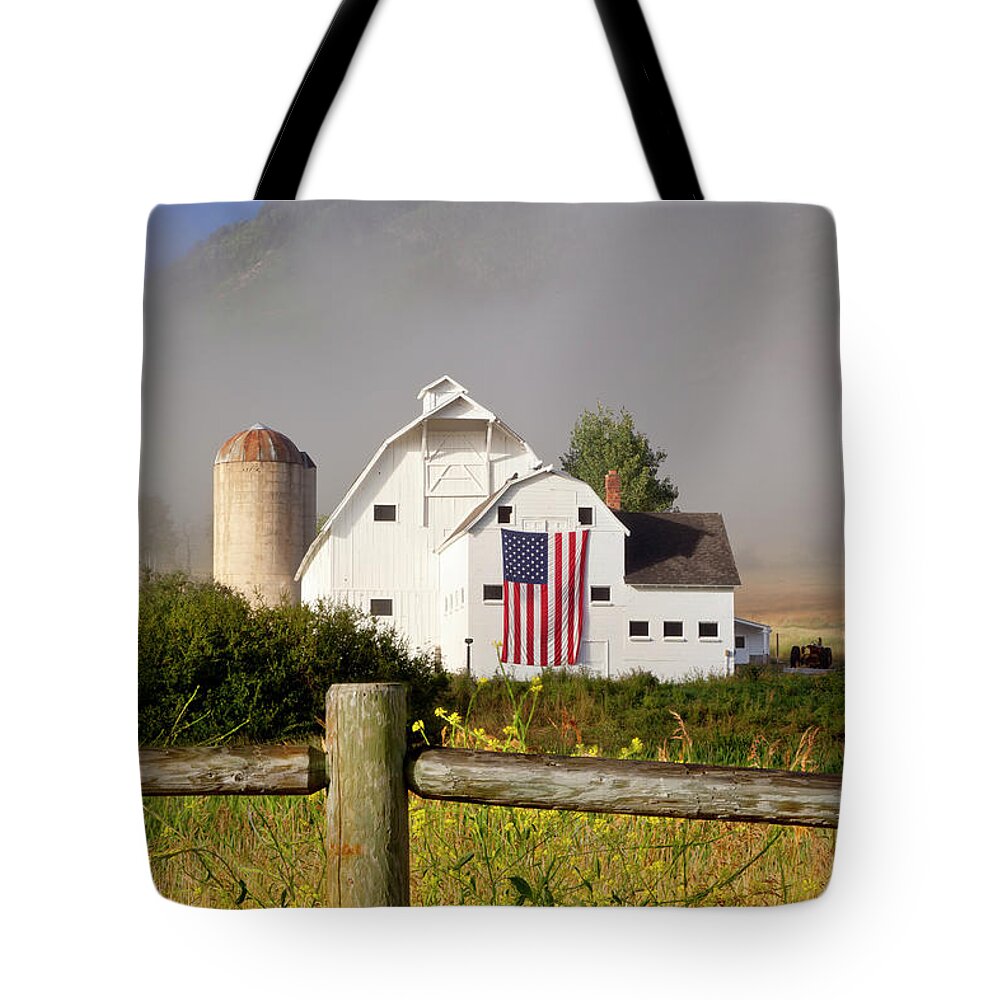 White Barn Tote Bag featuring the photograph Park City Barn #5 by Brian Jannsen