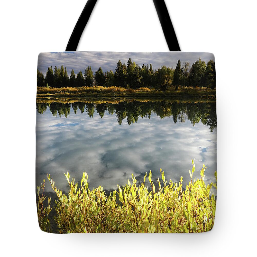Photography Tote Bag featuring the photograph Reflection Of Clouds On Water, Teton #5 by Panoramic Images