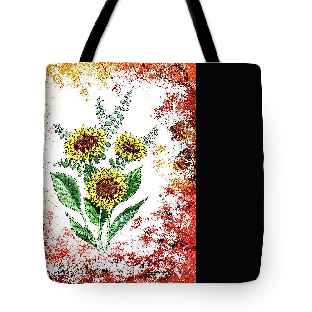 Sunflowers Tote Bag featuring the painting Sunflowers #3 by Irina Sztukowski