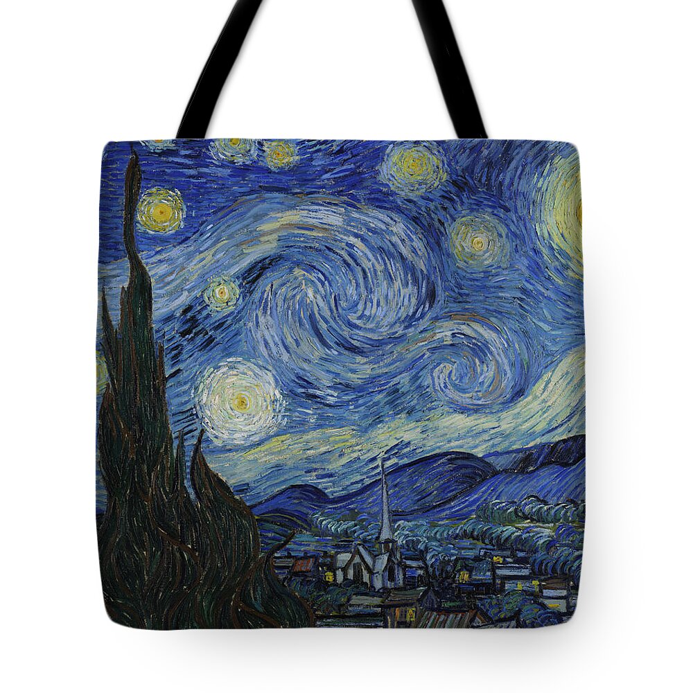 1889 Tote Bag featuring the painting The Starry Night by Vincent van Gogh
