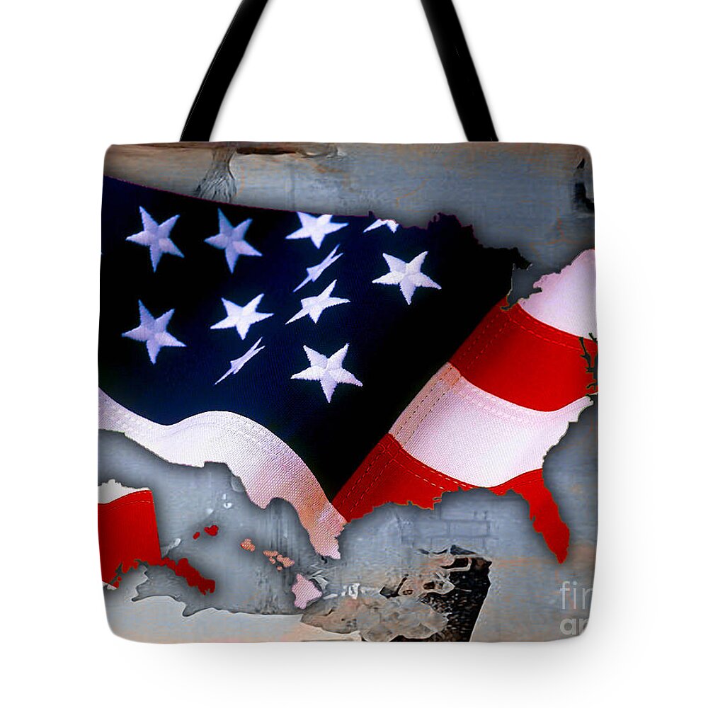 Map Of The United States Tote Bag featuring the mixed media United States Map #5 by Marvin Blaine