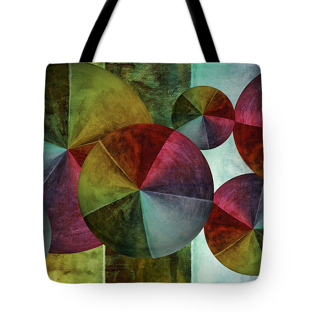 Abstract Tote Bag featuring the digital art 5 Wind Worlds by Angelina Tamez
