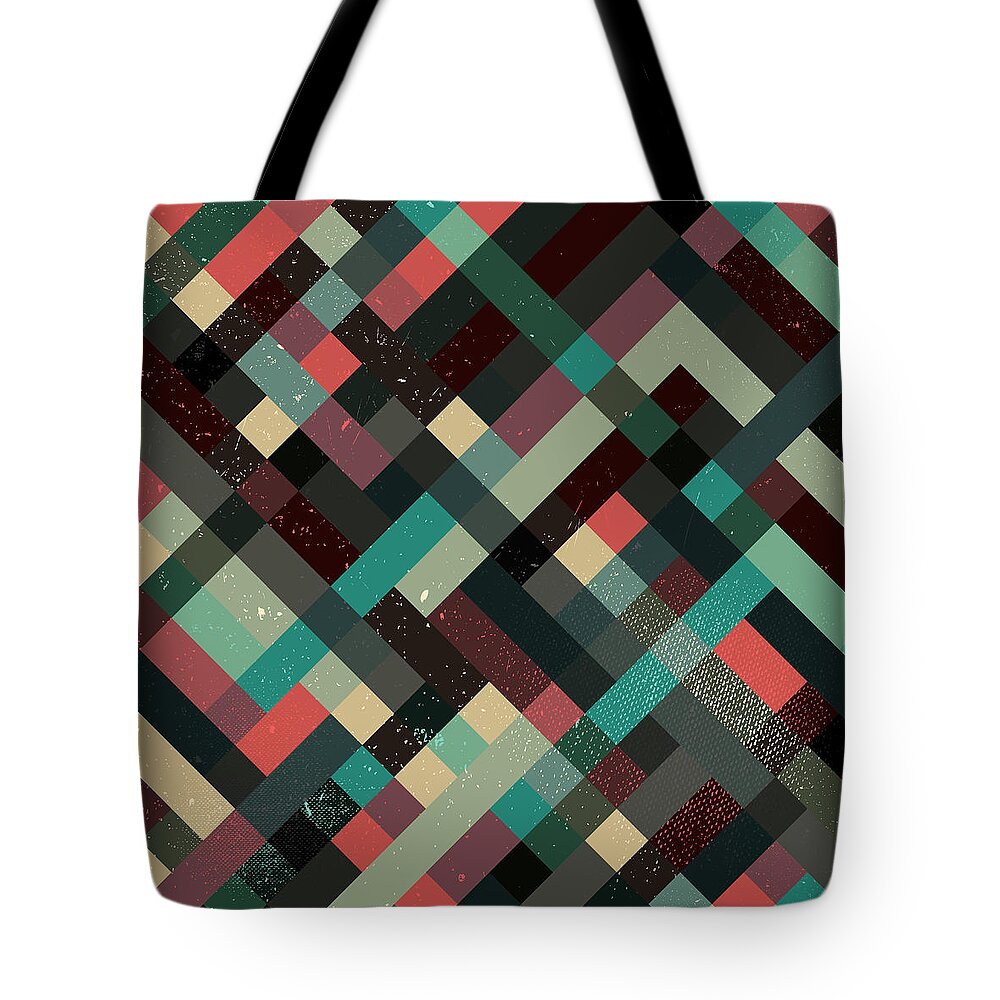Abstract Tote Bag featuring the digital art Pixel Art #53 by Mike Taylor