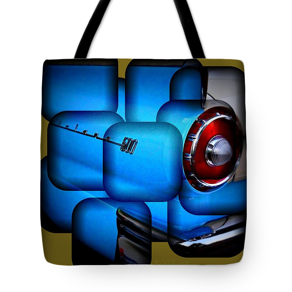 Ford Tote Bag featuring the photograph 57 Fairlane 500 Taillight by Nick Kloepping