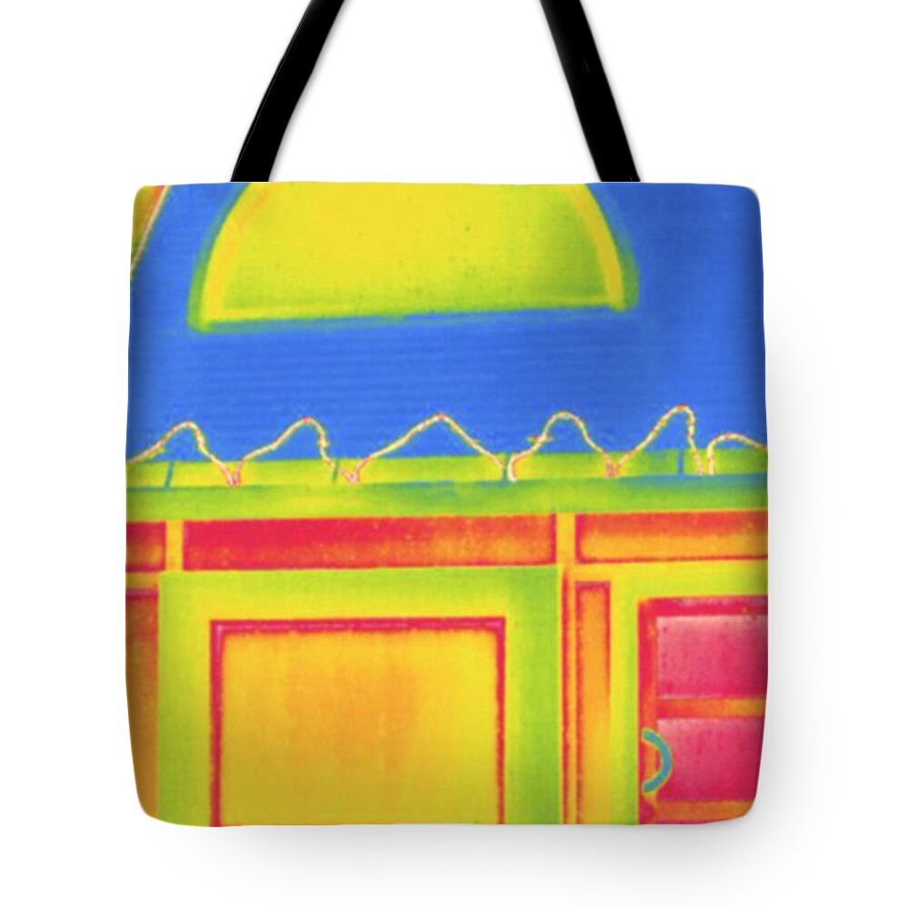 Exterior Tote Bag featuring the photograph House Exterior, Thermogram Showing Heat #6 by Science Stock Photography