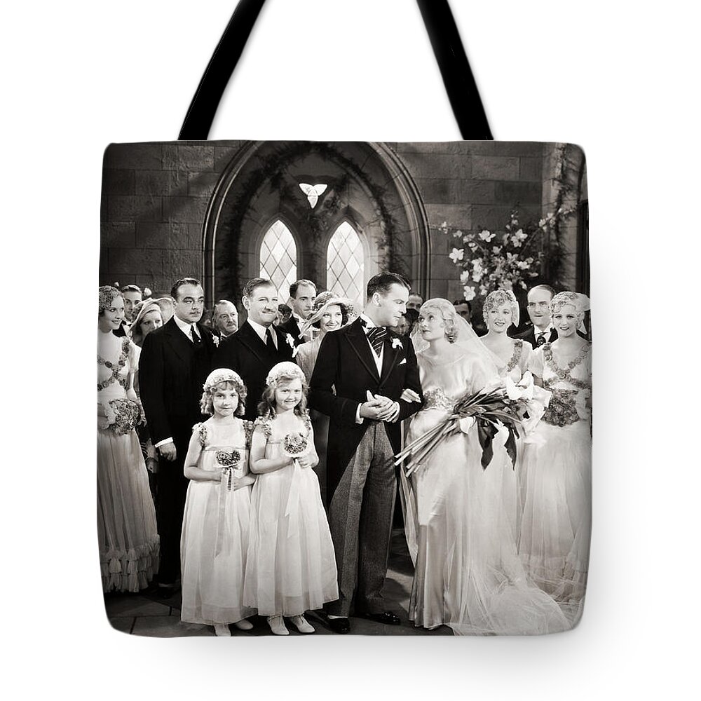 1920s Tote Bag featuring the photograph Silent Film Still: Wedding #6 by Granger