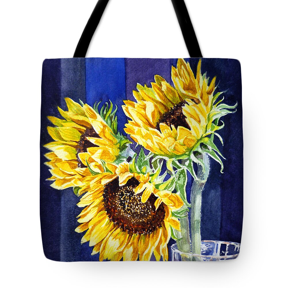 Sunflowers Tote Bag featuring the painting Sunflowers by Irina Sztukowski