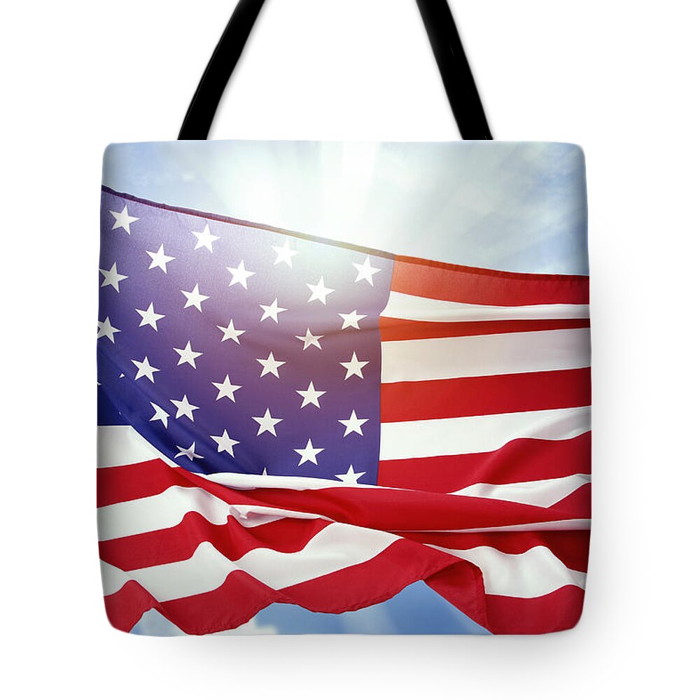 American Tote Bag featuring the photograph American flag 55 by Les Cunliffe
