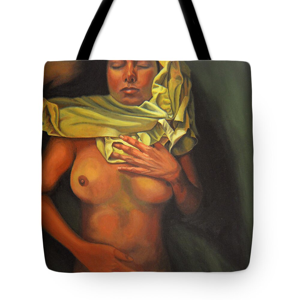 Sexual Tote Bag featuring the painting 7 30 A.m. by Thu Nguyen
