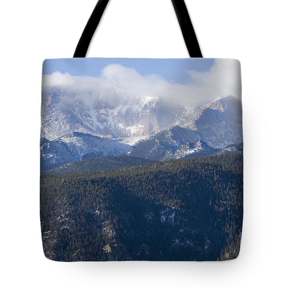 Pikes Peak Tote Bag featuring the photograph Cloudy Peak #7 by Steven Krull