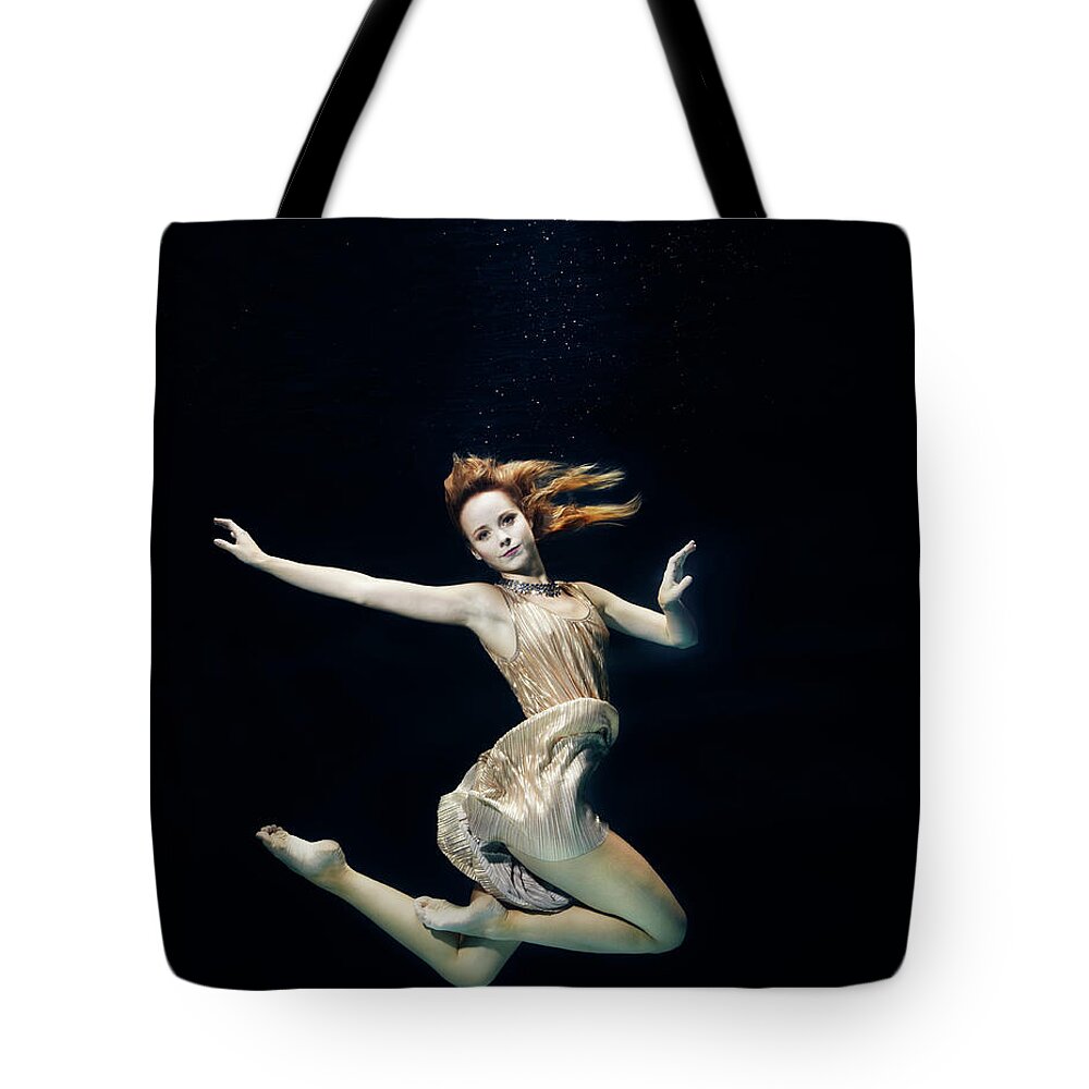 Ballet Dancer Tote Bag featuring the photograph Ballet Dancer Underwater #8 by Henrik Sorensen