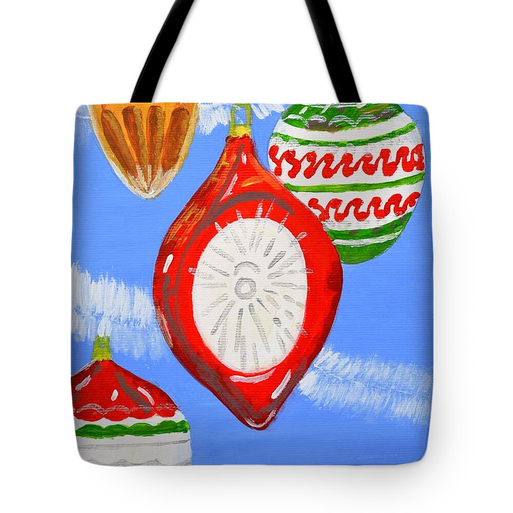 Christmas Baubles Tote Bag featuring the painting Merry Christmas #5 by Magdalena Frohnsdorff