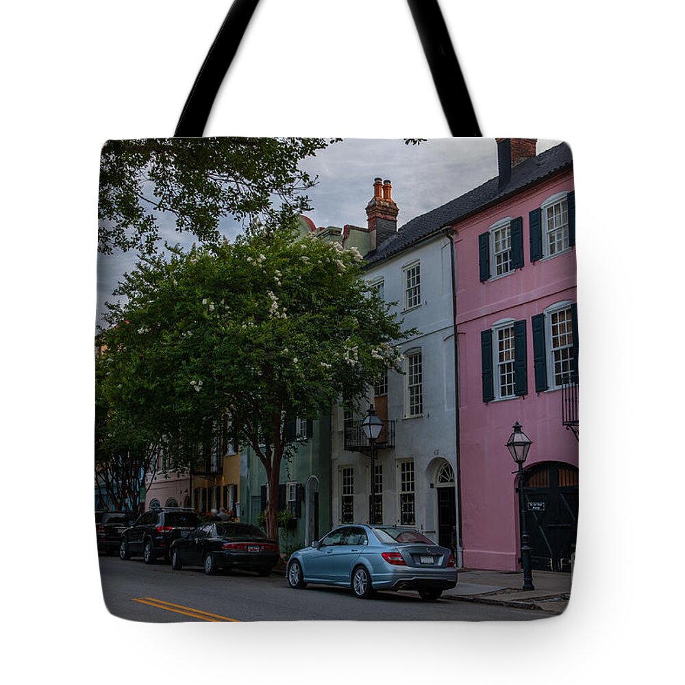 Rainbow Row Tote Bag featuring the photograph Longest Cluster of Georgian Row Houses in the United States by Dale Powell