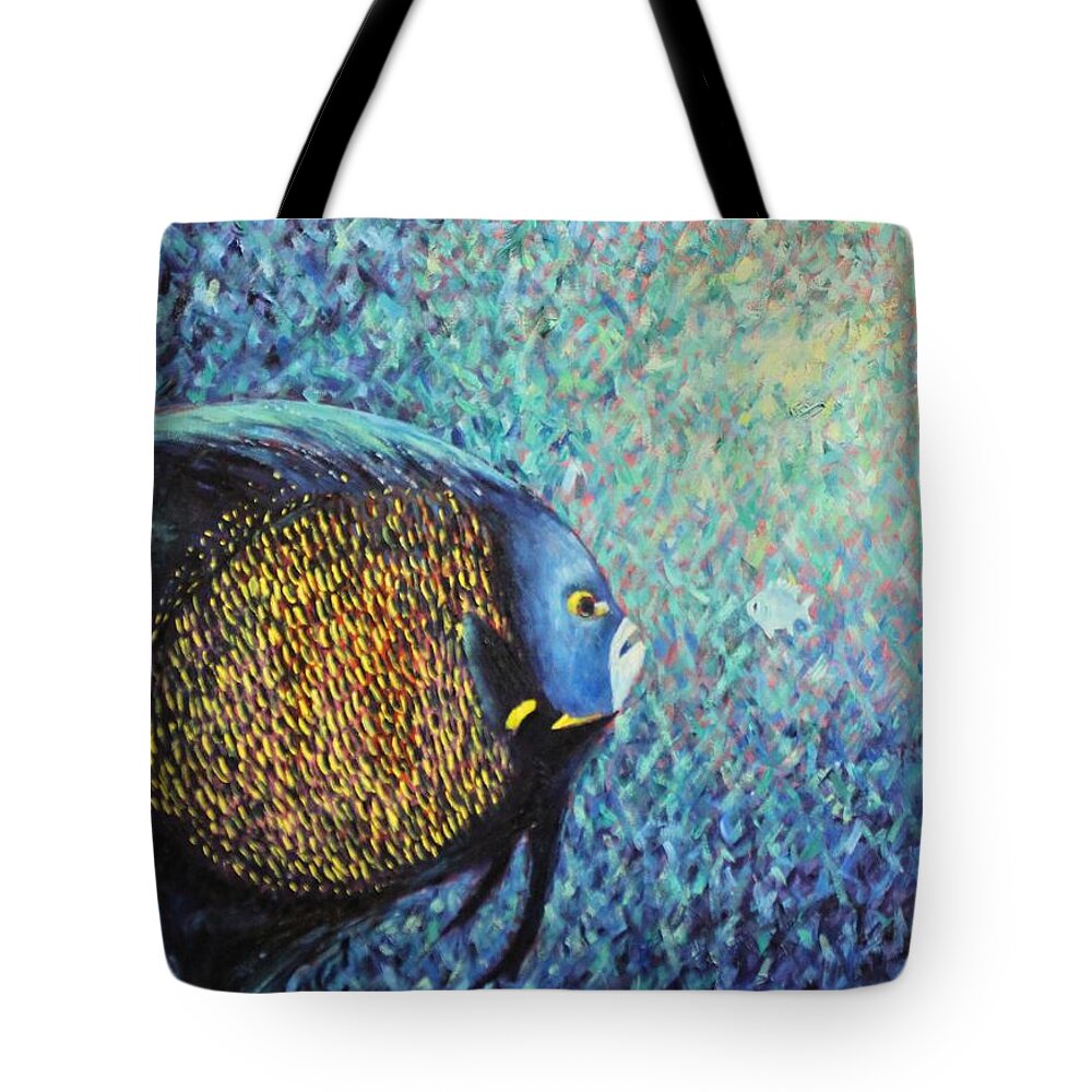 Sea Tote Bag featuring the painting 9 am Meeting by Daniel W Green