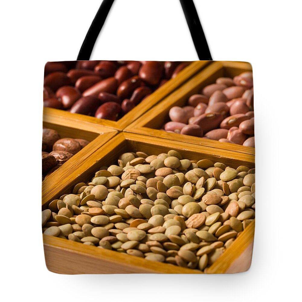 Agricultural Tote Bag featuring the photograph Boxes of beans #9 by Raul Rodriguez