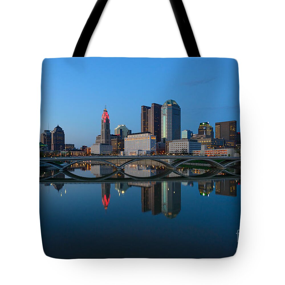 Columbus Tote Bag featuring the photograph FX2L-508 Columbus Ohio skyline photo by Ohio Stock Photography Art Prints