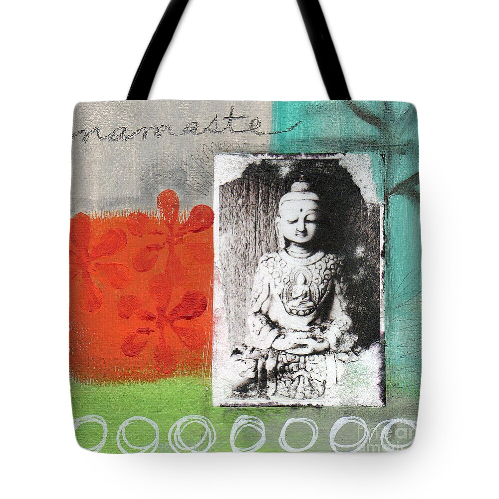 Buddha Tote Bag featuring the painting Namaste by Linda Woods