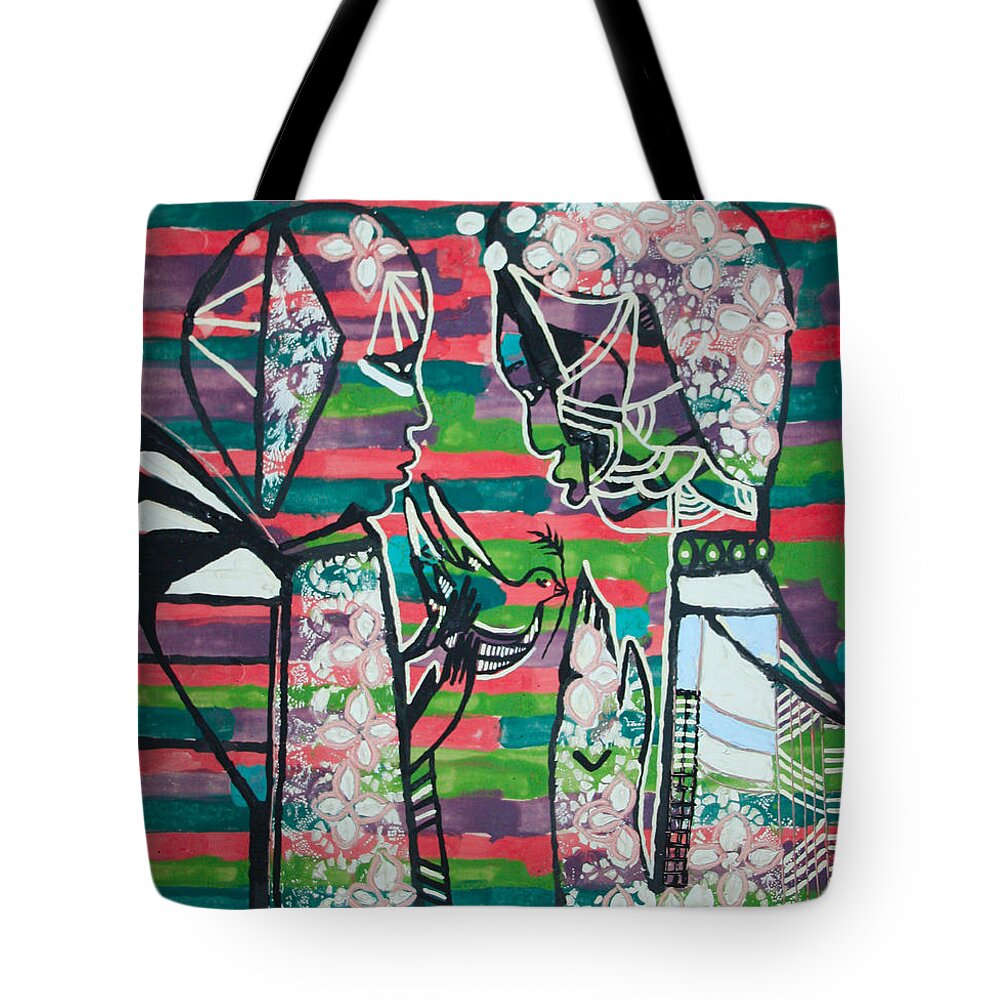 Jesus Tote Bag featuring the painting The Annunciation #9 by Gloria Ssali