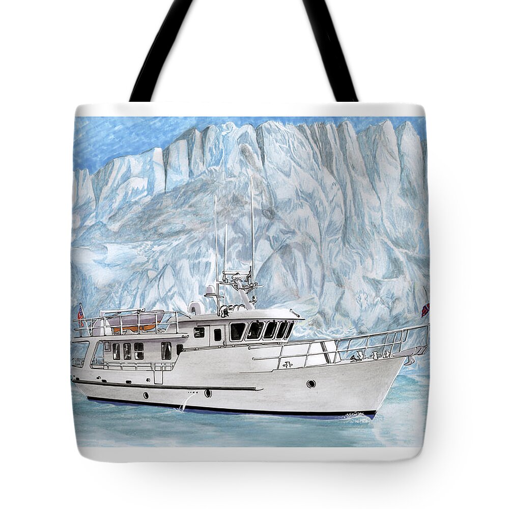 Prints Of Yachts Will Look Good In Your Office Or Den Tote Bag featuring the painting Its COLD as Ice Its Paridise by Jack Pumphrey