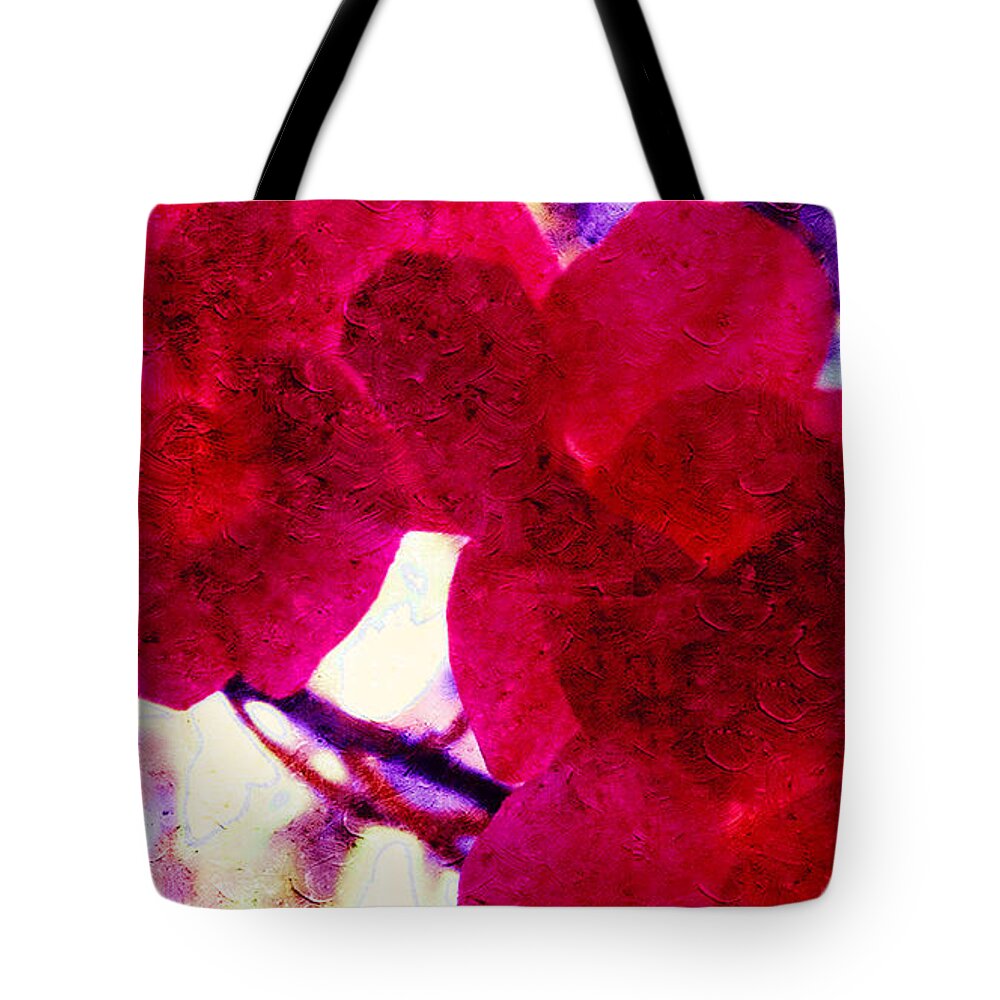 Red Tote Bag featuring the painting The Red Orchids by Xueyin Chen
