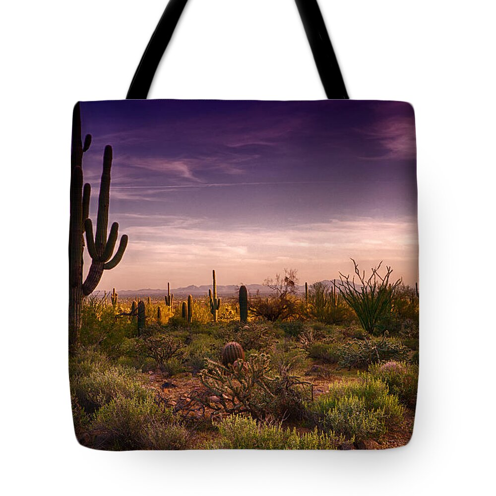 Sunset Tote Bag featuring the photograph A Beautiful Desert Evening by Saija Lehtonen