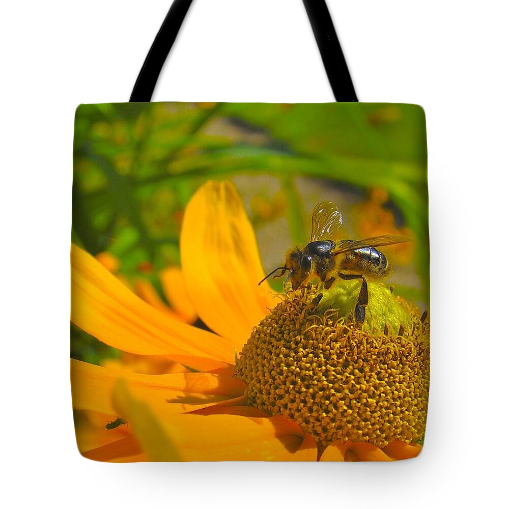 Flower Tote Bag featuring the photograph A Bees Work by Tim G Ross