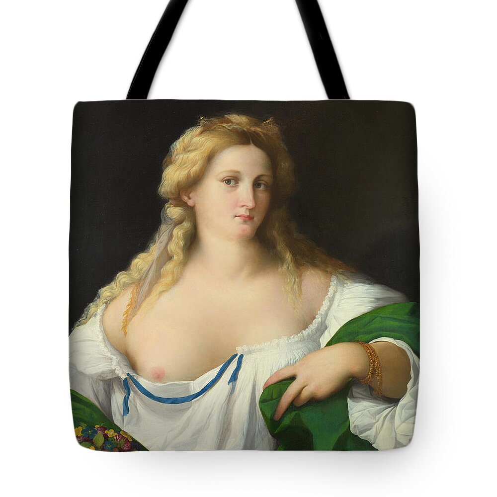 Palma Vecchio Tote Bag featuring the painting A Blonde Woman by Palma Vecchio