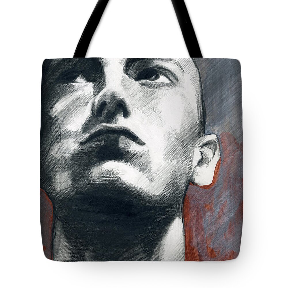 Male Figure Art Tote Bag featuring the painting A Boy Named Patience by Rene Capone