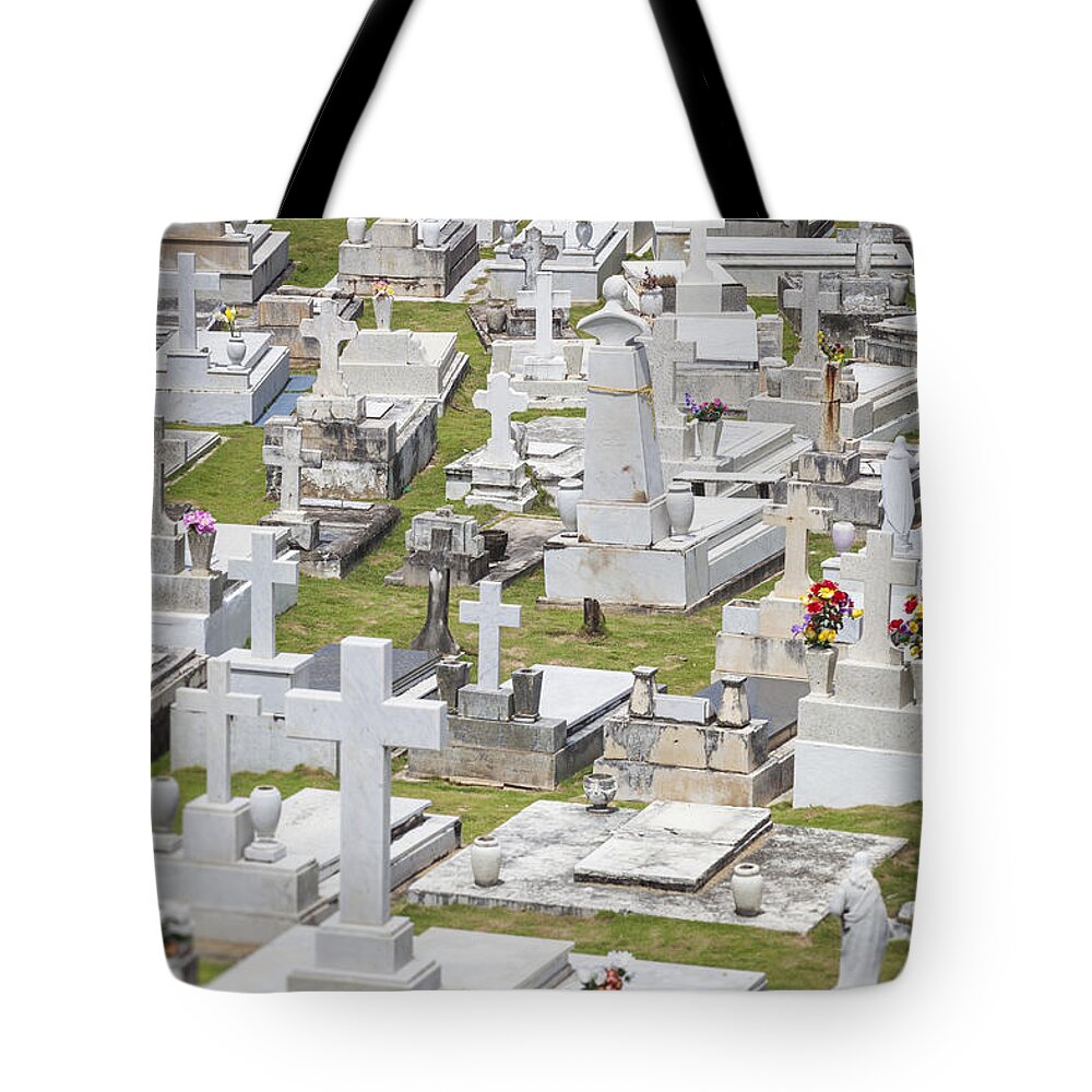 Del Morro Tote Bag featuring the photograph A Cemetery In Old San Juan Puerto Rico by Bryan Mullennix