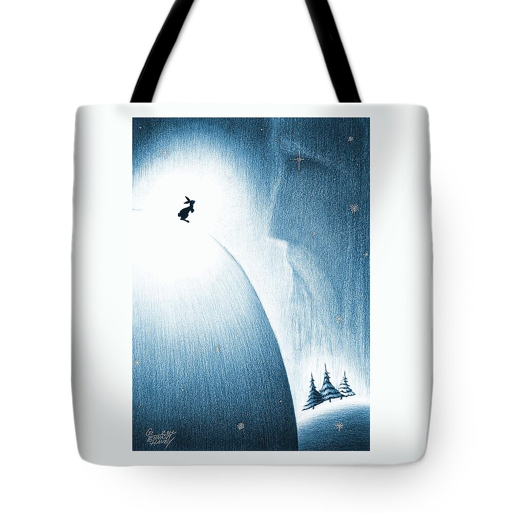 Winter Tote Bag featuring the drawing A Christmas Prayer by Danielle R T Haney