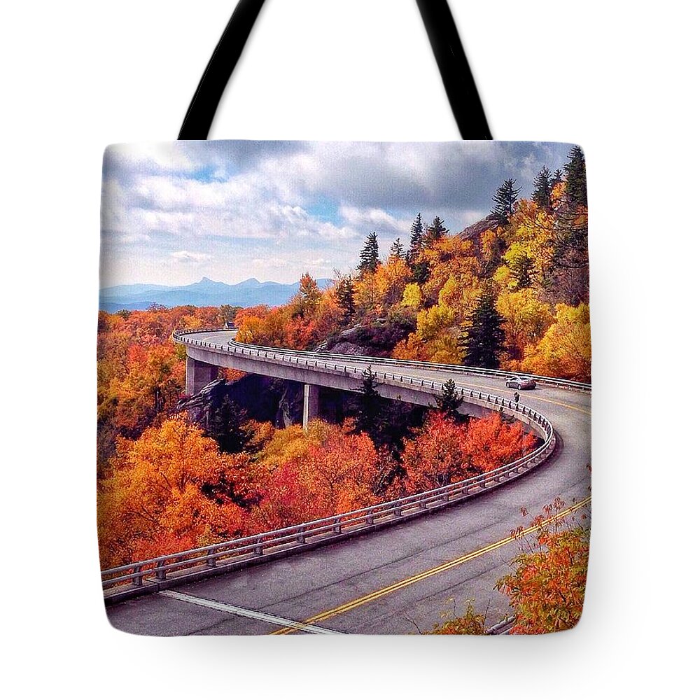 Blue Ridge Parkway Tote Bag featuring the photograph A Colorful Ride Along The Blue Ridge Parkway by Chris Berrier