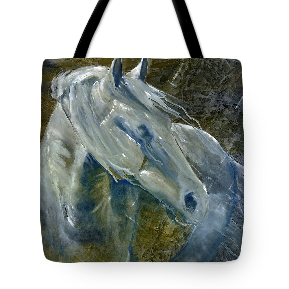 Horse Art Tote Bag featuring the painting A Cool Morning Breeze by Jani Freimann