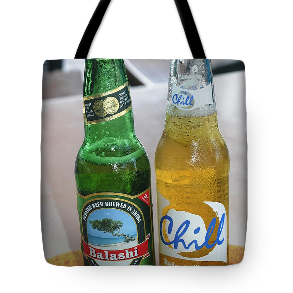 Balashi Beer Tote Bag featuring the photograph A Couple Of Cold Balashi's by Living Color Photography Lorraine Lynch