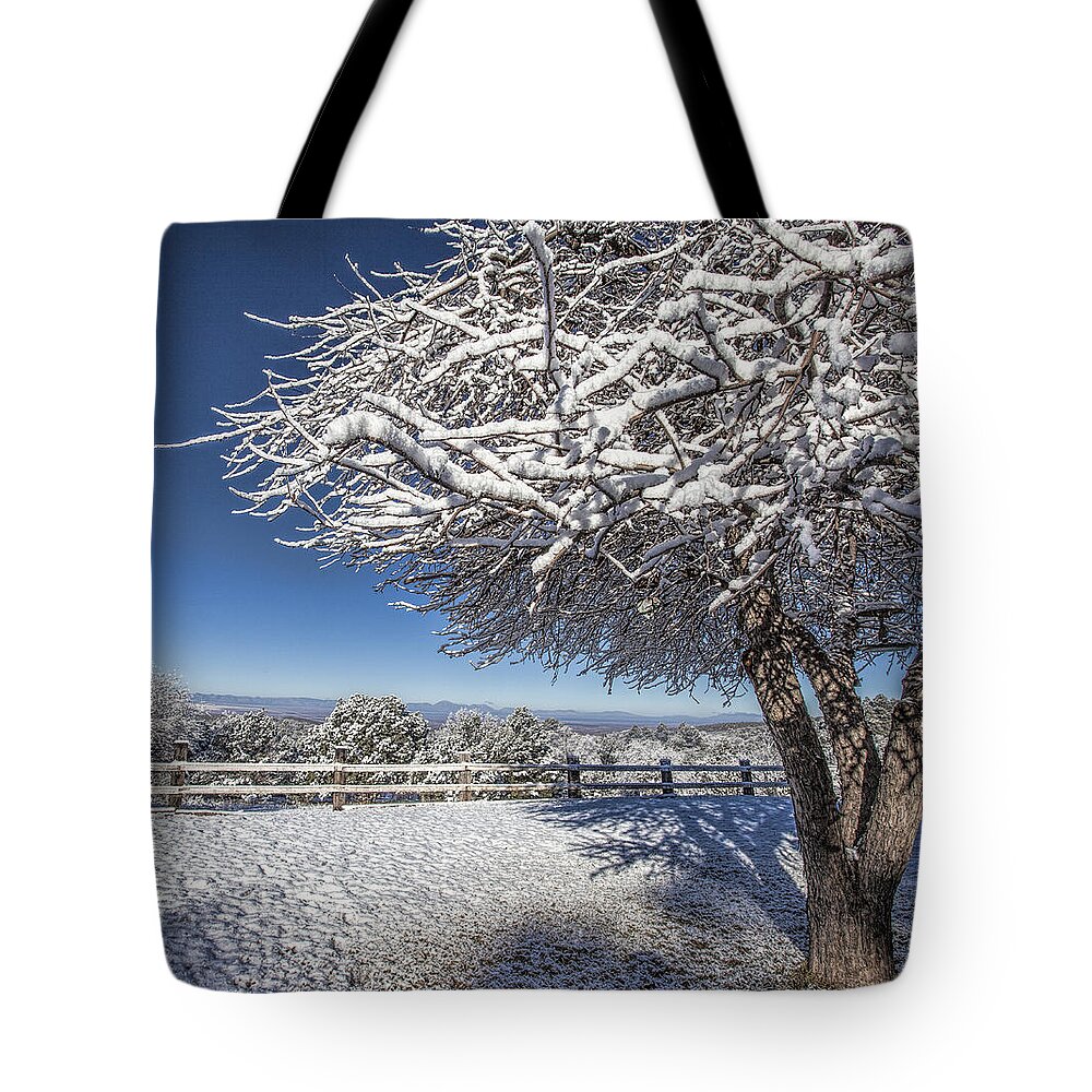 Snow Tote Bag featuring the photograph A Crisp Winter Day by Diana Powell