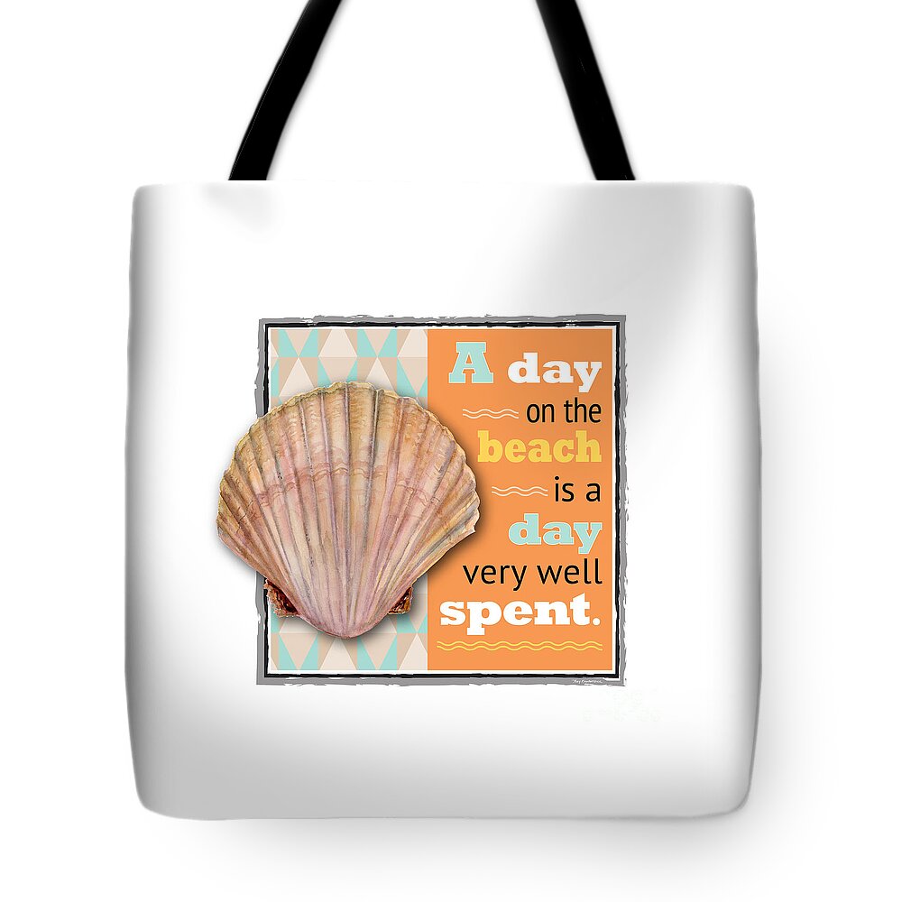 Scallop Tote Bag featuring the digital art A day on the beach is a day very well spent. by Amy Kirkpatrick
