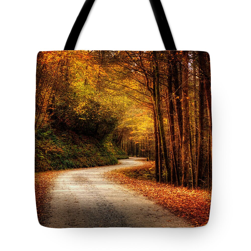 Dirt Road Tote Bag featuring the photograph A Drive In The Mountains of Western North Carolina by Greg and Chrystal Mimbs