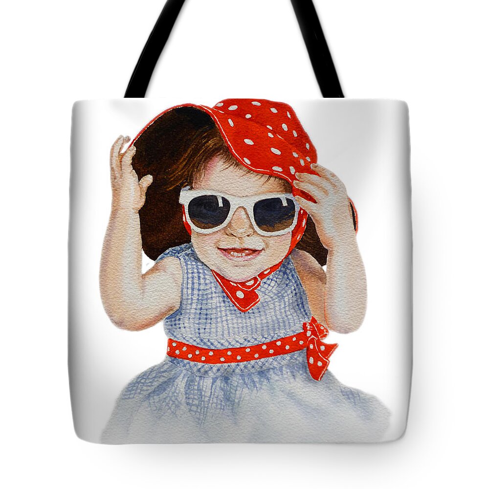 Red Hat Tote Bag featuring the painting A Fashion Girl by Irina Sztukowski