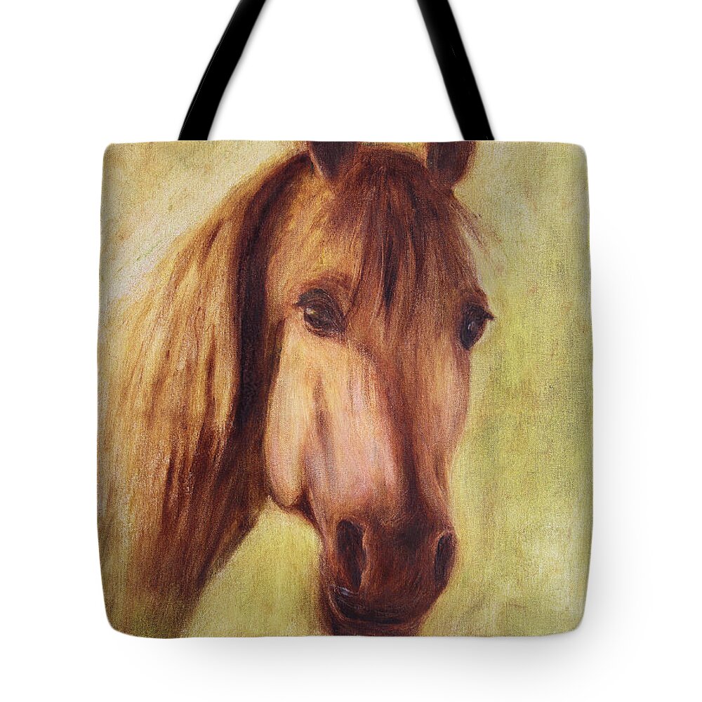Portrait Tote Bag featuring the painting A Fine Horse by Xueling Zou
