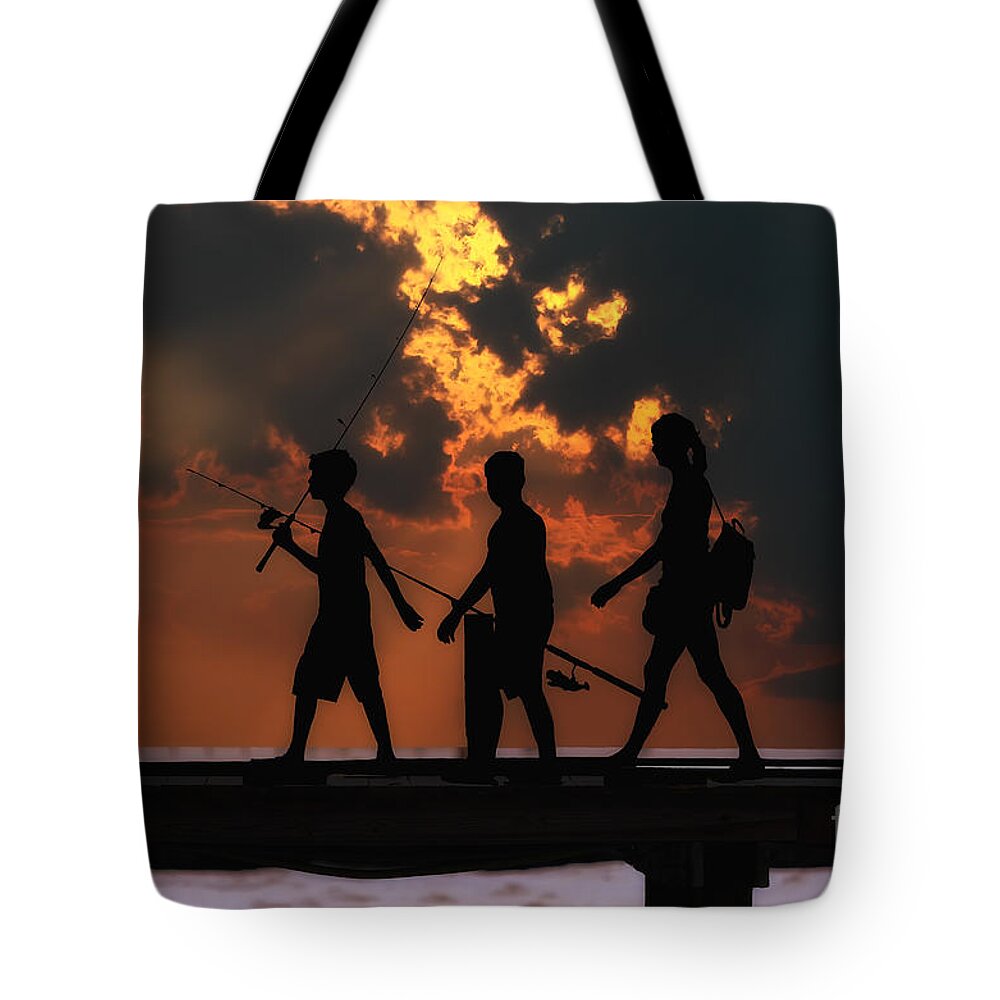 Anna Maria Pier Tote Bag featuring the photograph A Fishing we will go by Rick Kuperberg Sr