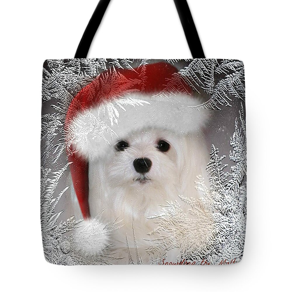 snowdrop The Maltese Tote Bag featuring the mixed media A Frosty Morning by Morag Bates